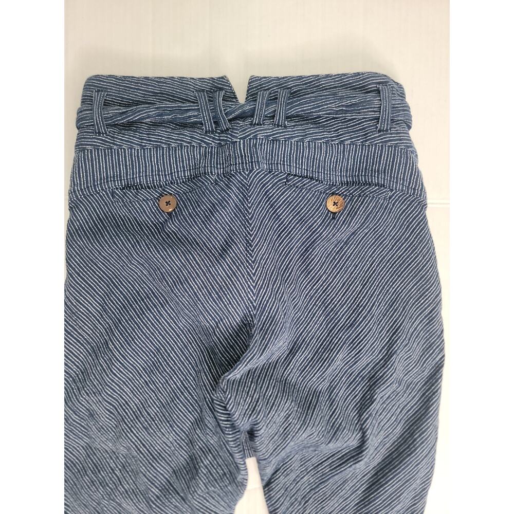 Free People Harem Pants SZ 6 Cotton Yarn Dye Navy Striped Tie Button Pleated - Picture 11 of 12